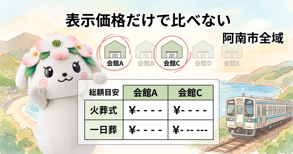阿南市で家族葬の料金を比べるとき｜搬送先と火葬式・一日葬の総額確認