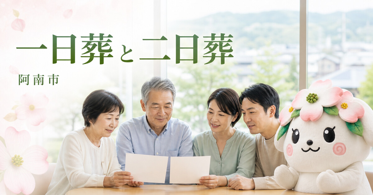 阿南市で一日葬と二日葬を確認する家族と花水木の担当者