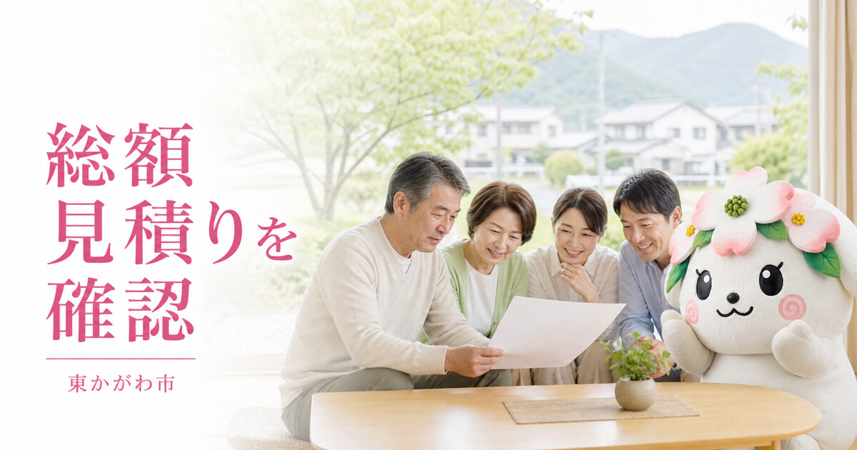東かがわ市で総額見積りを確認を確認する家族と花水木の担当者