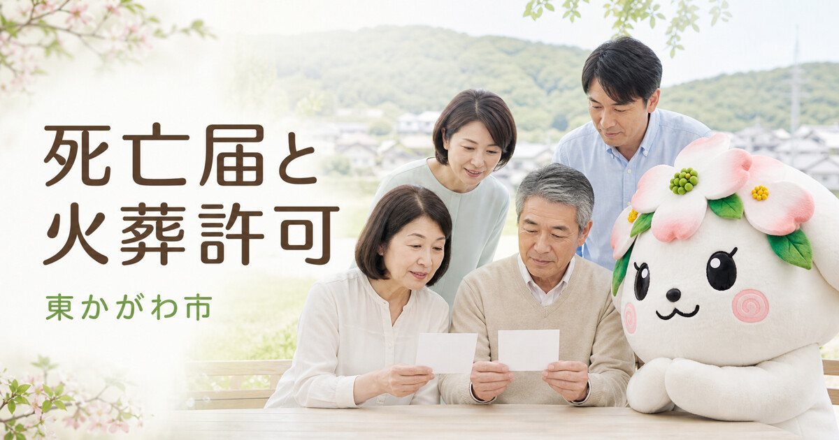 東かがわ市で死亡届と火葬許可を確認する家族と花水木の担当者