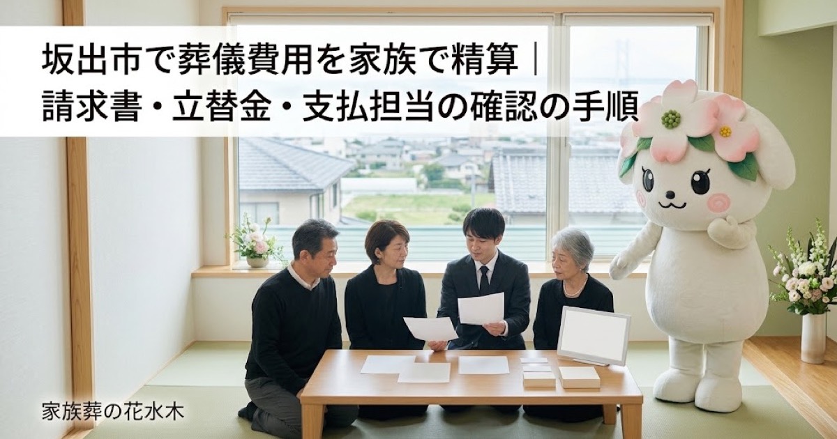 葬儀費用と立替金の家族精算を確認する坂出市の家族と花水木ちゃん