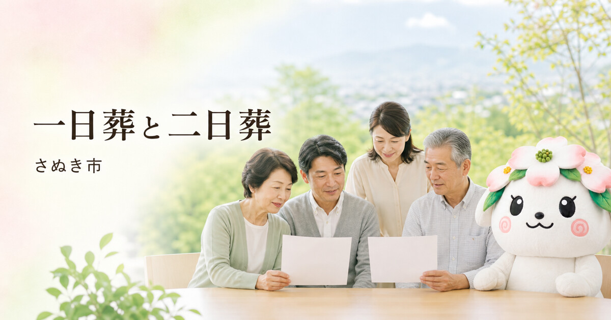 さぬき市で一日葬と二日葬を確認する家族と花水木の担当者
