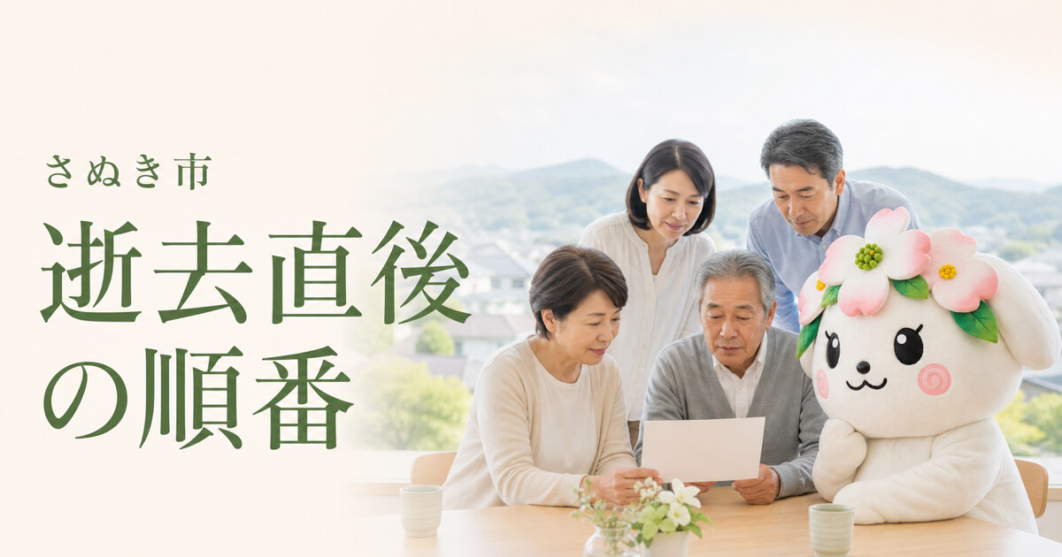 さぬき市で逝去直後の順番を確認する家族と花水木の担当者