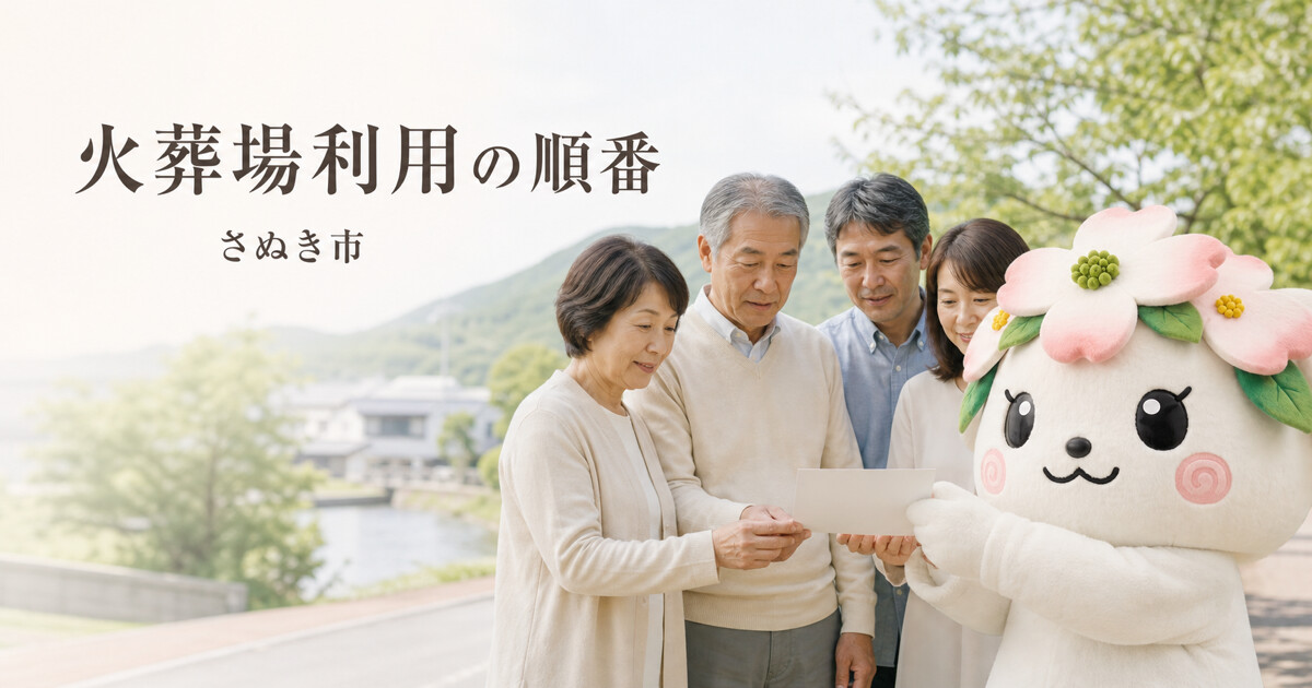 さぬき市で火葬場利用の順番を確認する家族と花水木の担当者