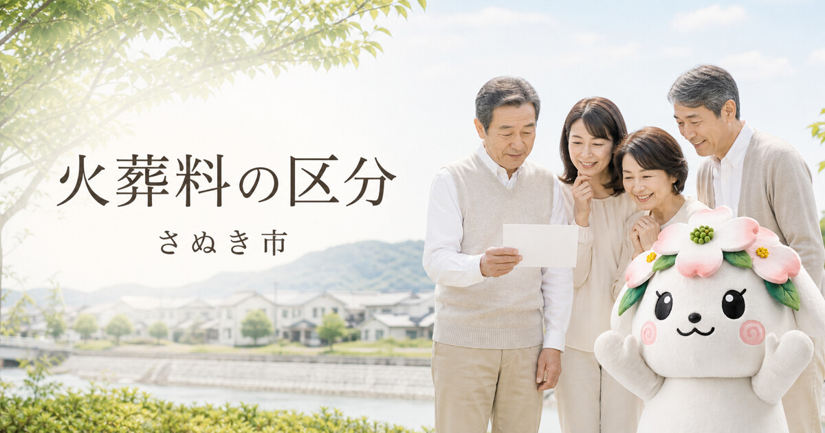 さぬき市で火葬料の区分を確認する家族と花水木の担当者