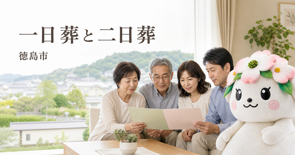 徳島市で一日葬と二日葬を確認する家族と花水木の担当者