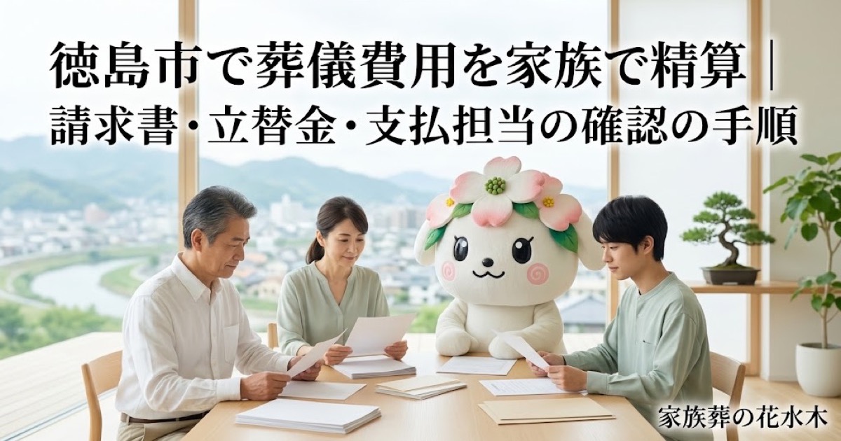 葬儀費用と立替金の家族精算を確認する徳島市の家族と花水木ちゃん