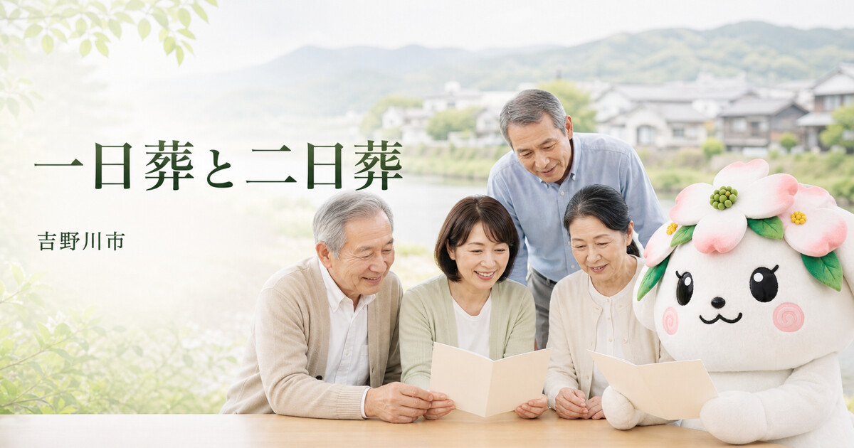 吉野川市で一日葬と二日葬を確認する家族と花水木の担当者