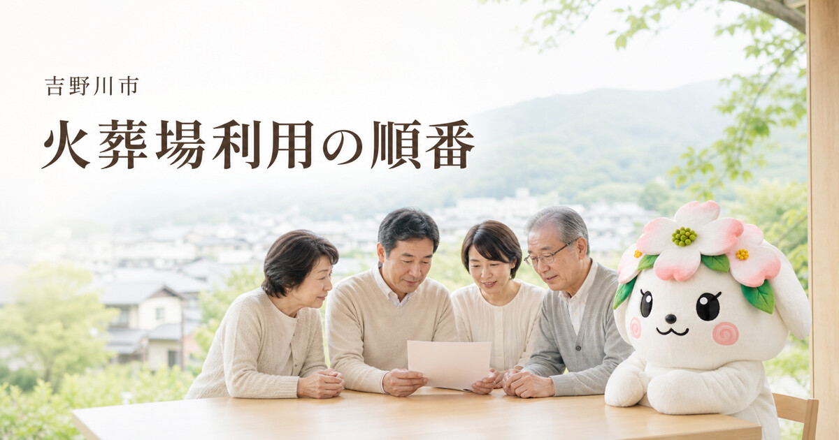 吉野川市で火葬場利用の順番を確認する家族と花水木の担当者