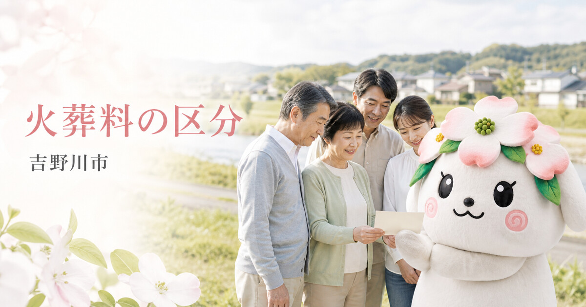 吉野川市で火葬料の区分を確認する家族と花水木の担当者