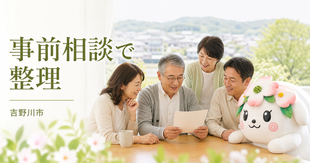 吉野川市で事前相談で整理を確認する家族と花水木の担当者
